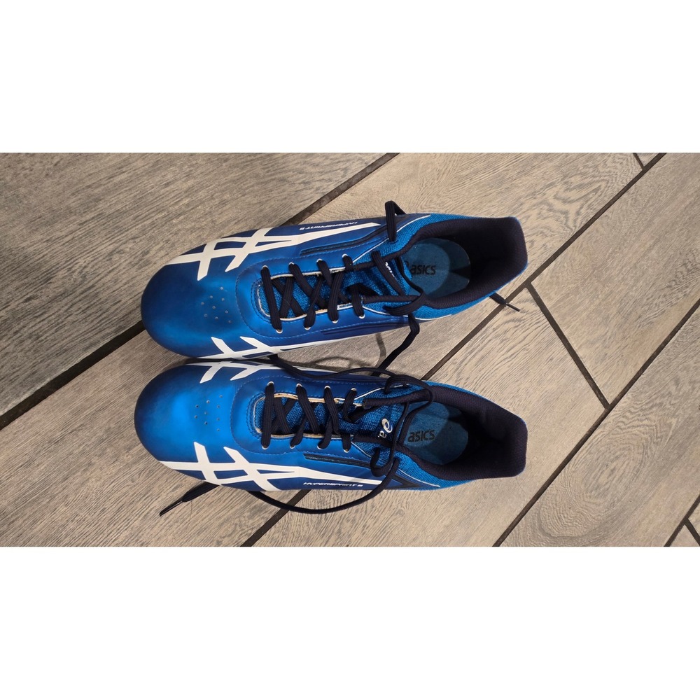 Asics Hyper Sprint 5 Blue White Track Field Spikes G306Y Mens 8.5 Womens 10